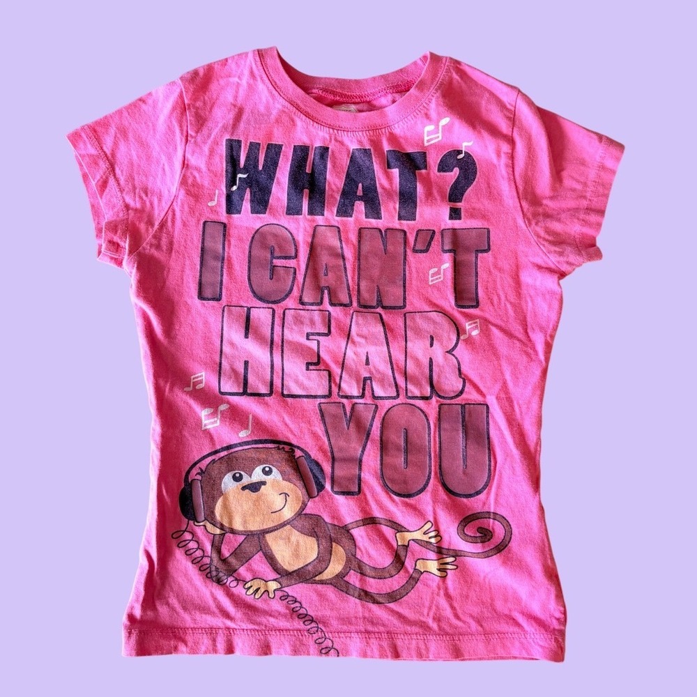 Y2K Route 66 Monkey Graphic Baby Tee What I Cant Hear You Scene T-Shirt #18